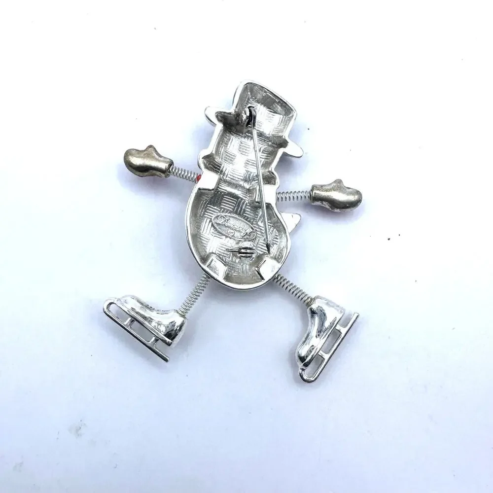 Vintage DANECRAFT Snowman Christmas Pin Enamel Brooch Xmas Holiday Retro